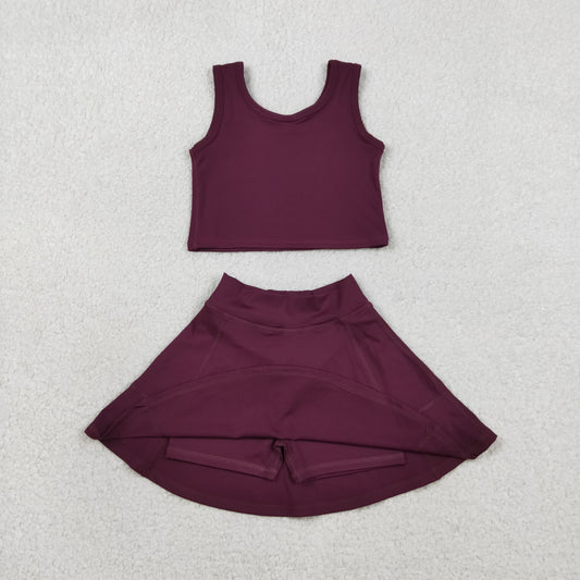 Baby Girls Sleeveless Wine Vests Top Skirt Shorts Yoga Active Clothes Sets