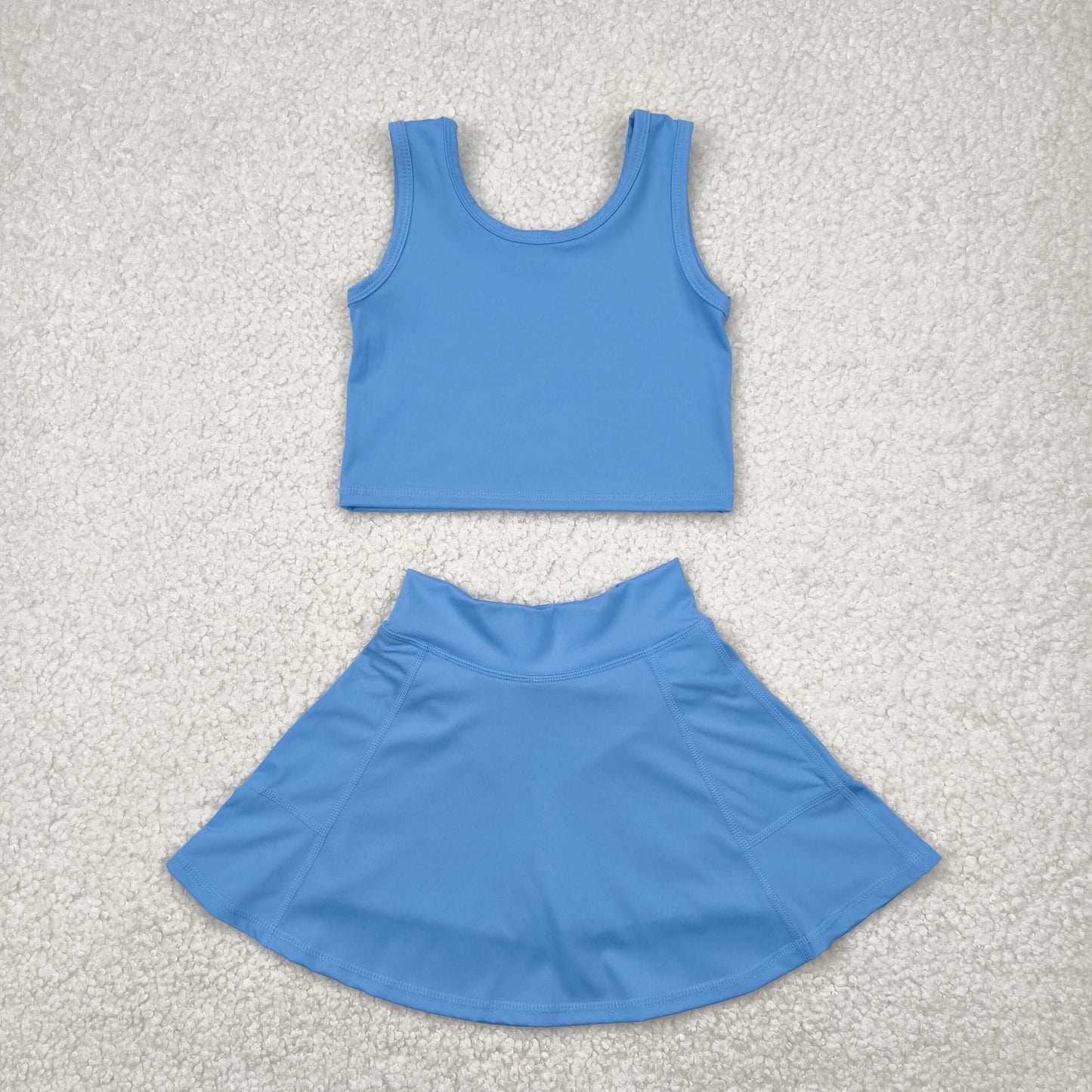 Sibling Baby Girls Blue Yoga Active Wear Top Shorts Clothes Sets