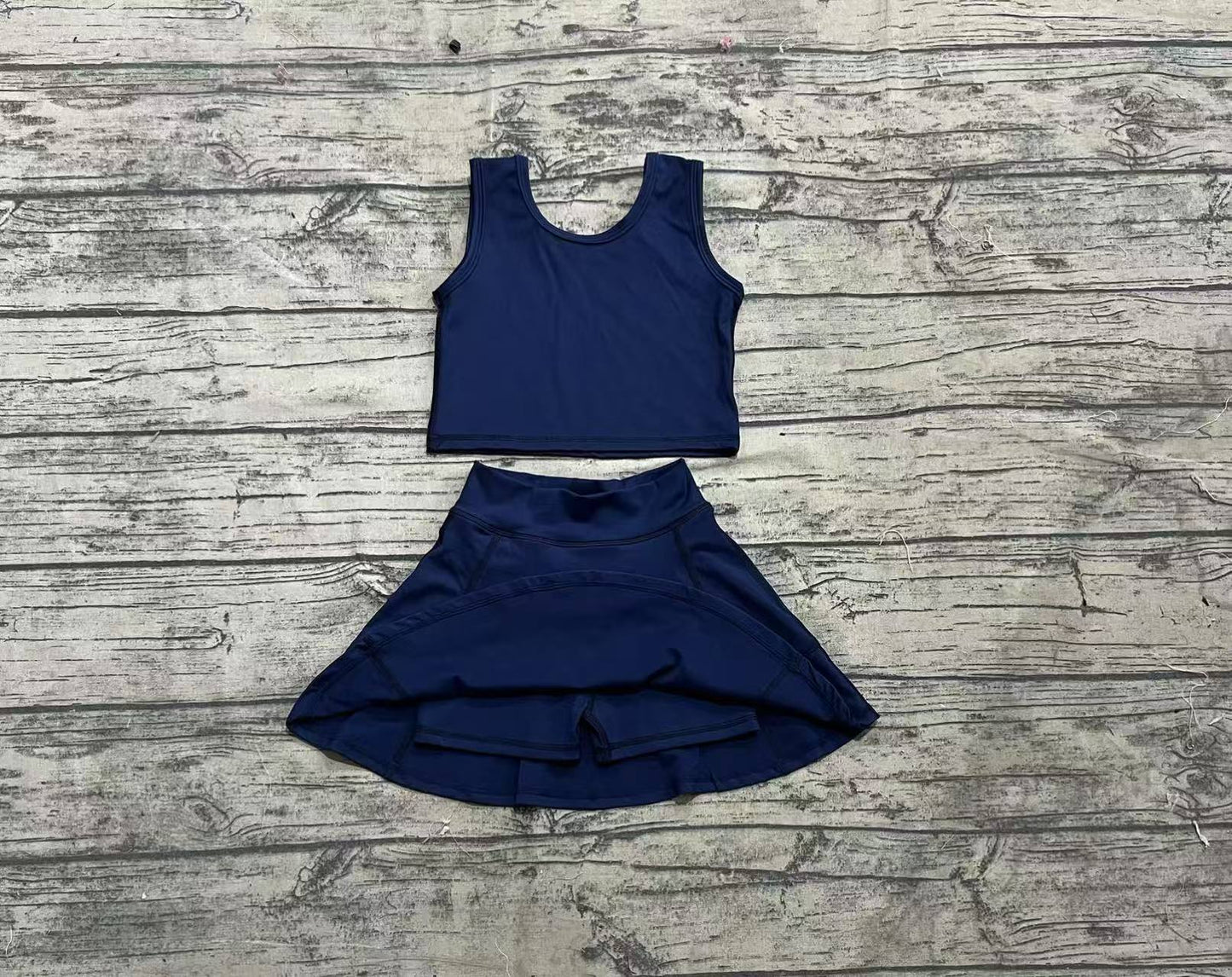Baby Girls Navy Vest Top Yoga Active Sports Skorts Clothes Sets
