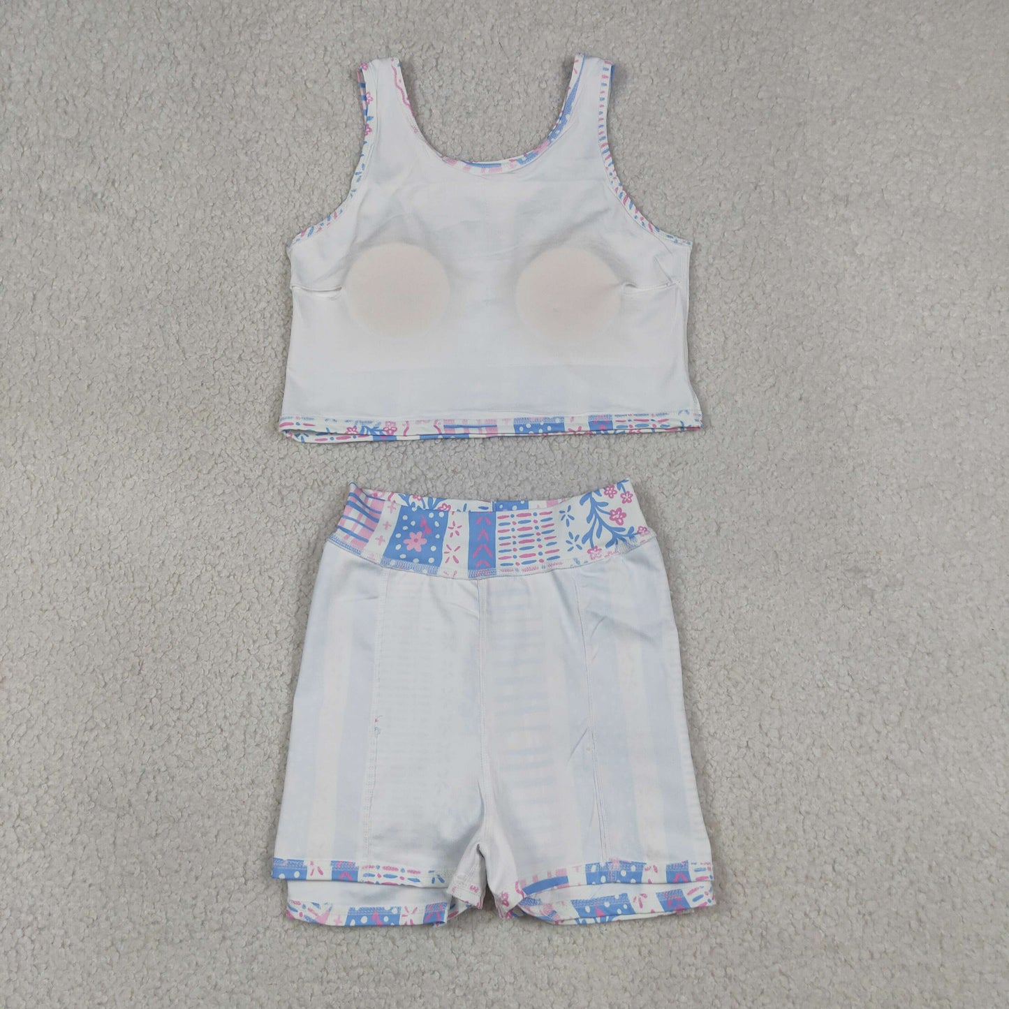 Sibling Baby Girls Sleeveless Colorful Flowers Vest Skirt Shorts Yoga Active Clothes Sets