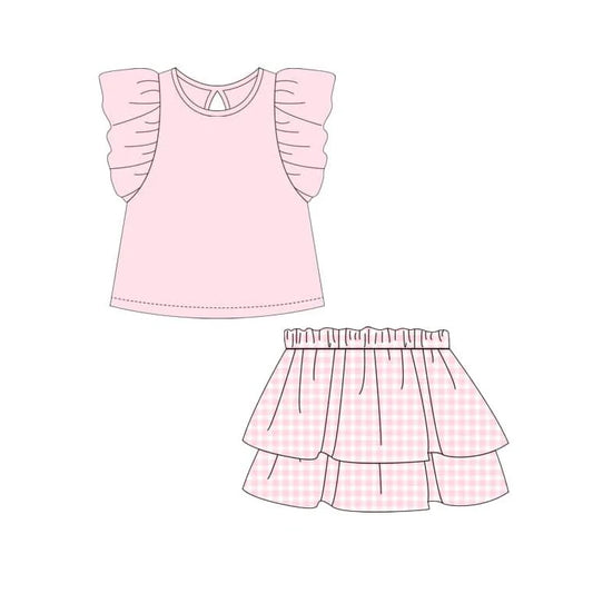 Baby Girls Pink Top Ruffle Shirts Clothes Sets Preorder