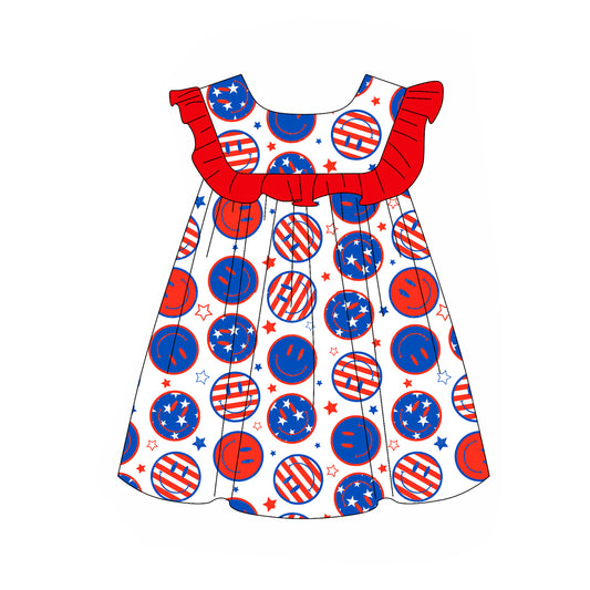 Baby Girls 4th Of July Smile Knee Length Dresses Preorder