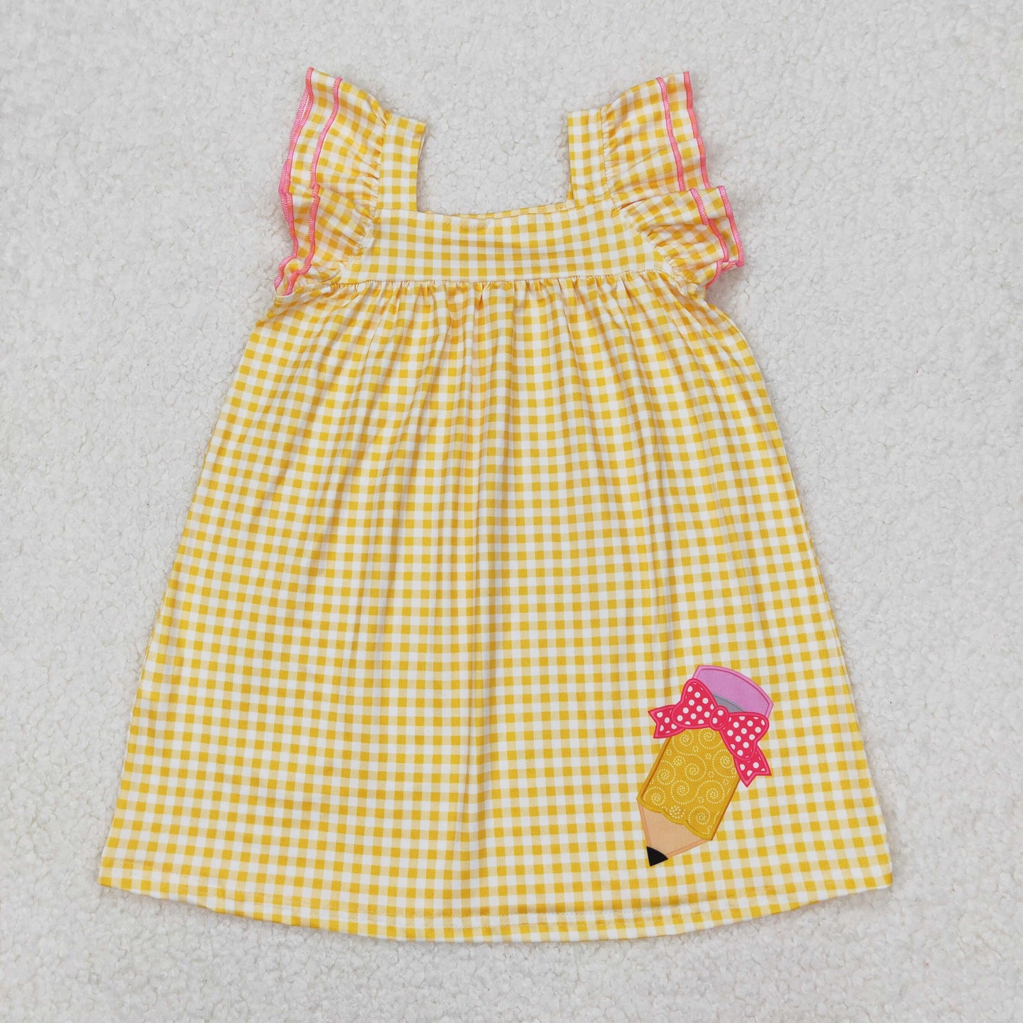 Sibling Baby Girls Pencils ABC Apples Back To School Shorts Clothes Set Dresses