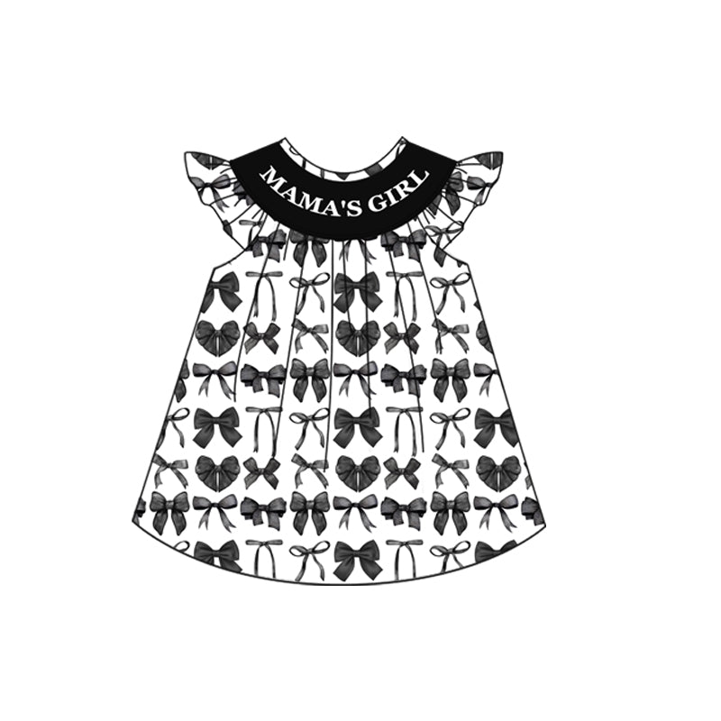 Baby Girls Mama's Girl Black Bows Knee Length Dresses Preorder