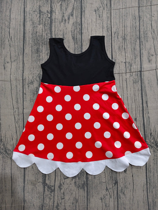 Baby Girls Black Polka Dots Knee Length Dresses Preorder