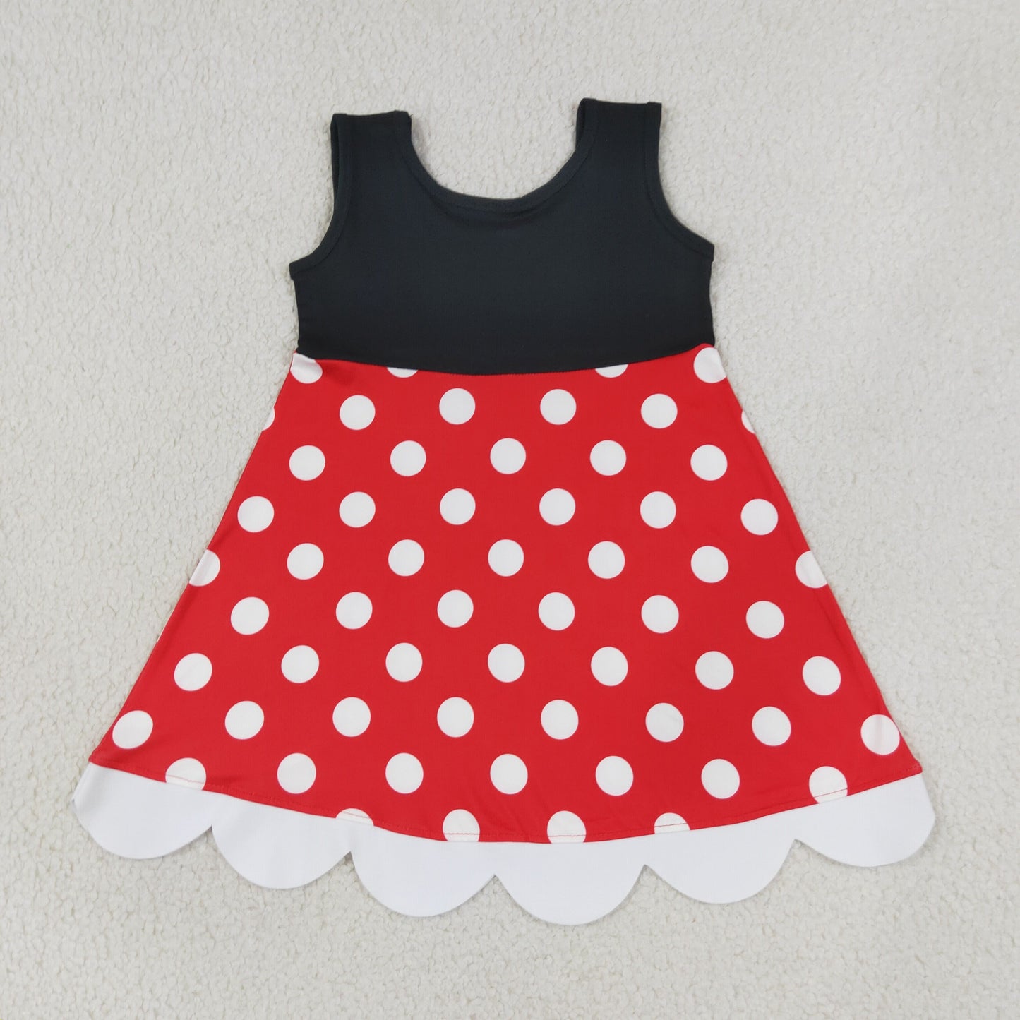 Sibling Baby Girls Sleeveless Cartoon Scallop Knee Length Dresses