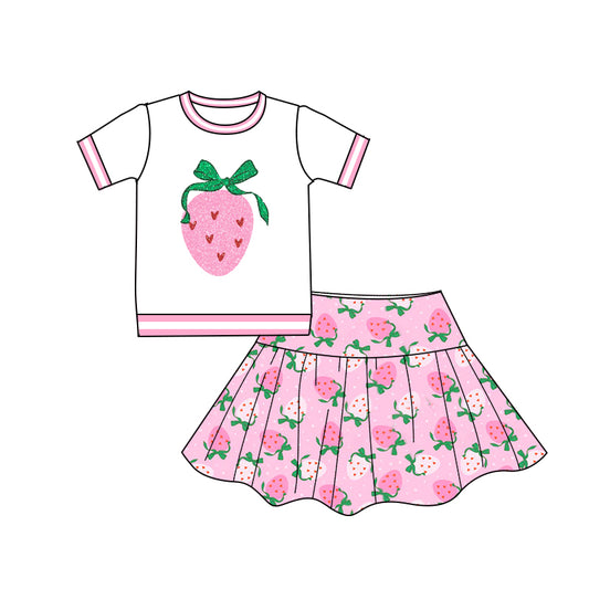 Baby Girls Strawberry Shirt Top Skirt Clothes Sets Preorder
