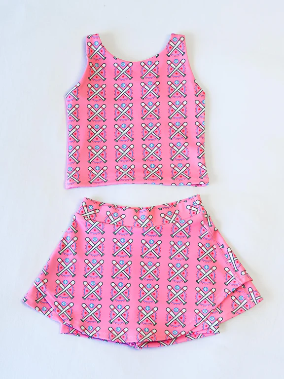 Baby Girls Pink Baseball Vest Top Sports Skorts Clothes Sets Preorder