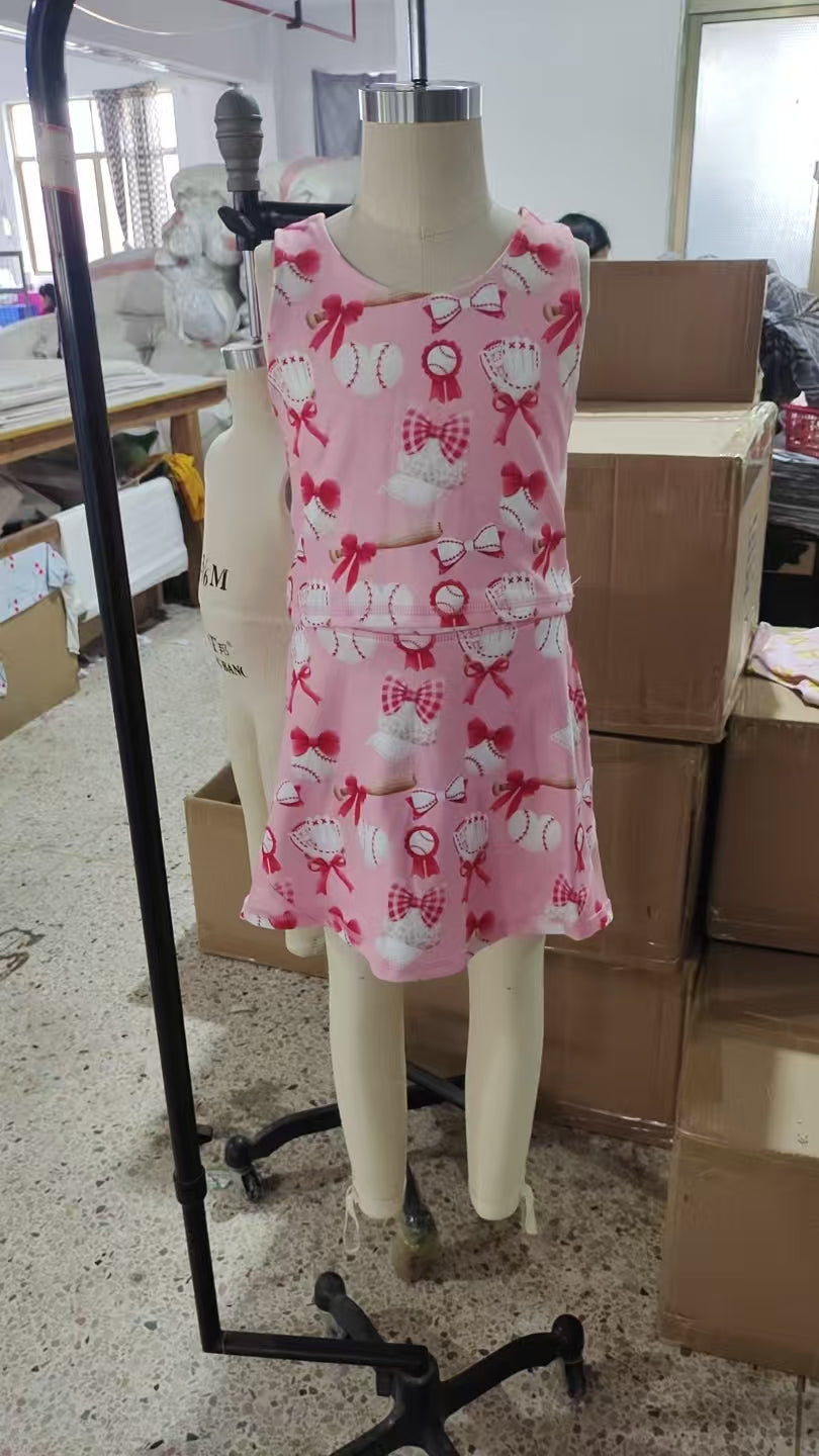 Baby Girls Baseball Bows Athletic Active Wear Top Shorts Skorts Skirts Clothes Sets