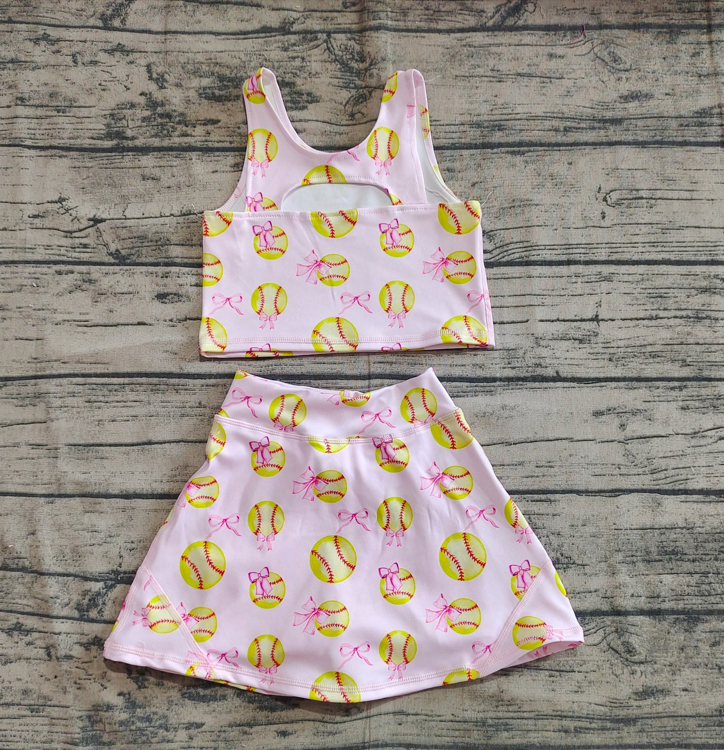 Baby Girls Softball Bows Athletic Active Wear Top Shorts Skirts Clothes Sets