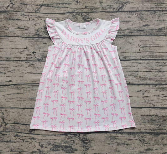Baby Girls Daddy's Girl Bows Flutter Sleeve Knee Length Dresses