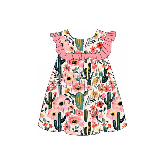 Baby Girls Western Cactus Flowers Knee Length Dresses Preorder