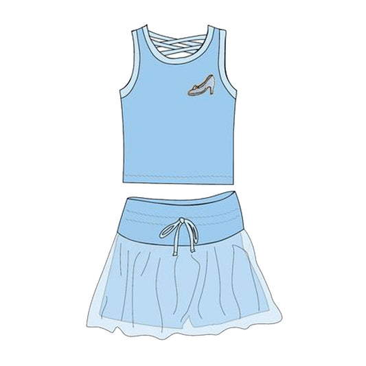 Baby Girls Light Blue Princess Shirt Skirt Clothes Sets Preorder