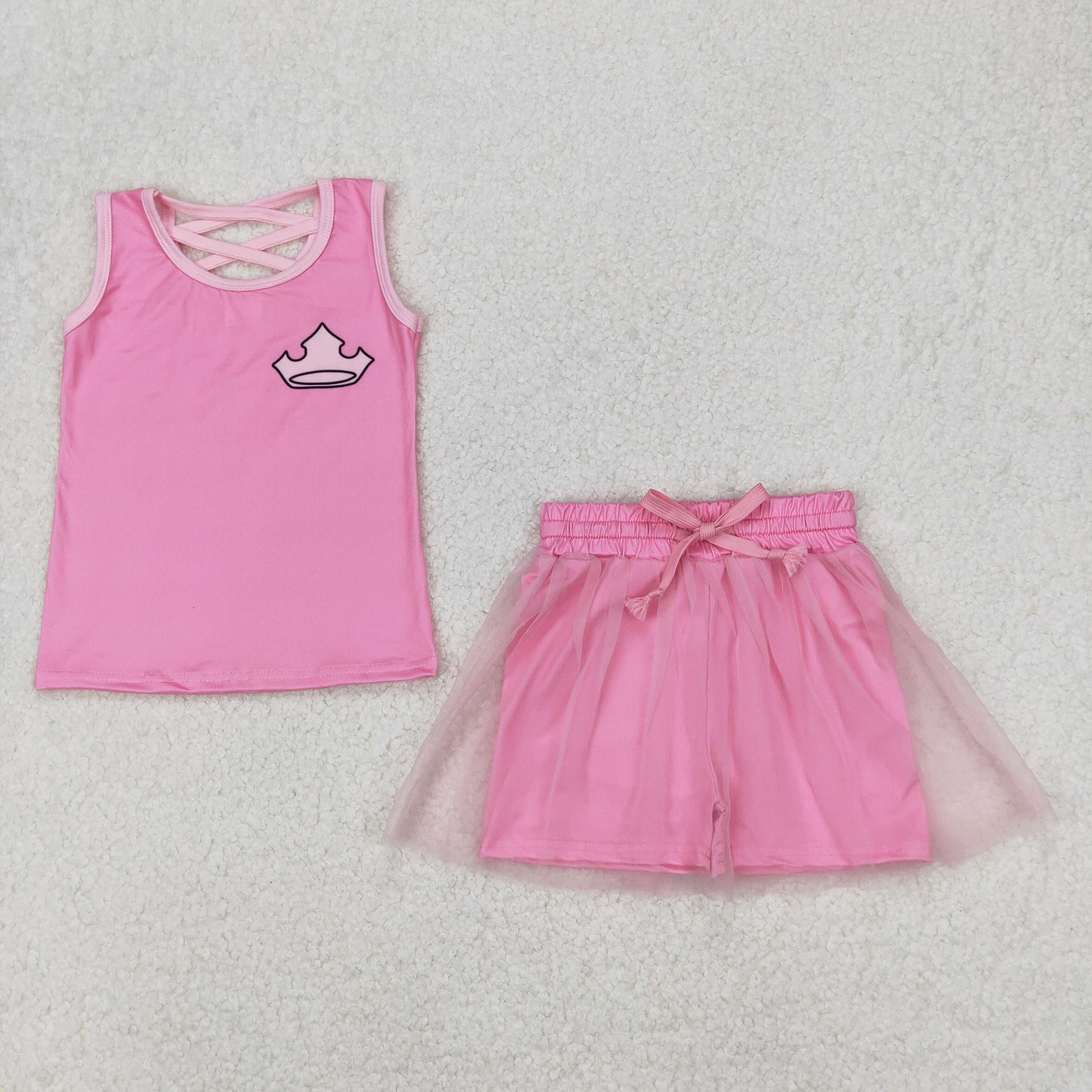 Sibling Baby Girls Sleeveless Princess Vest Shirt Tassel Short Skirt Clothes Sets