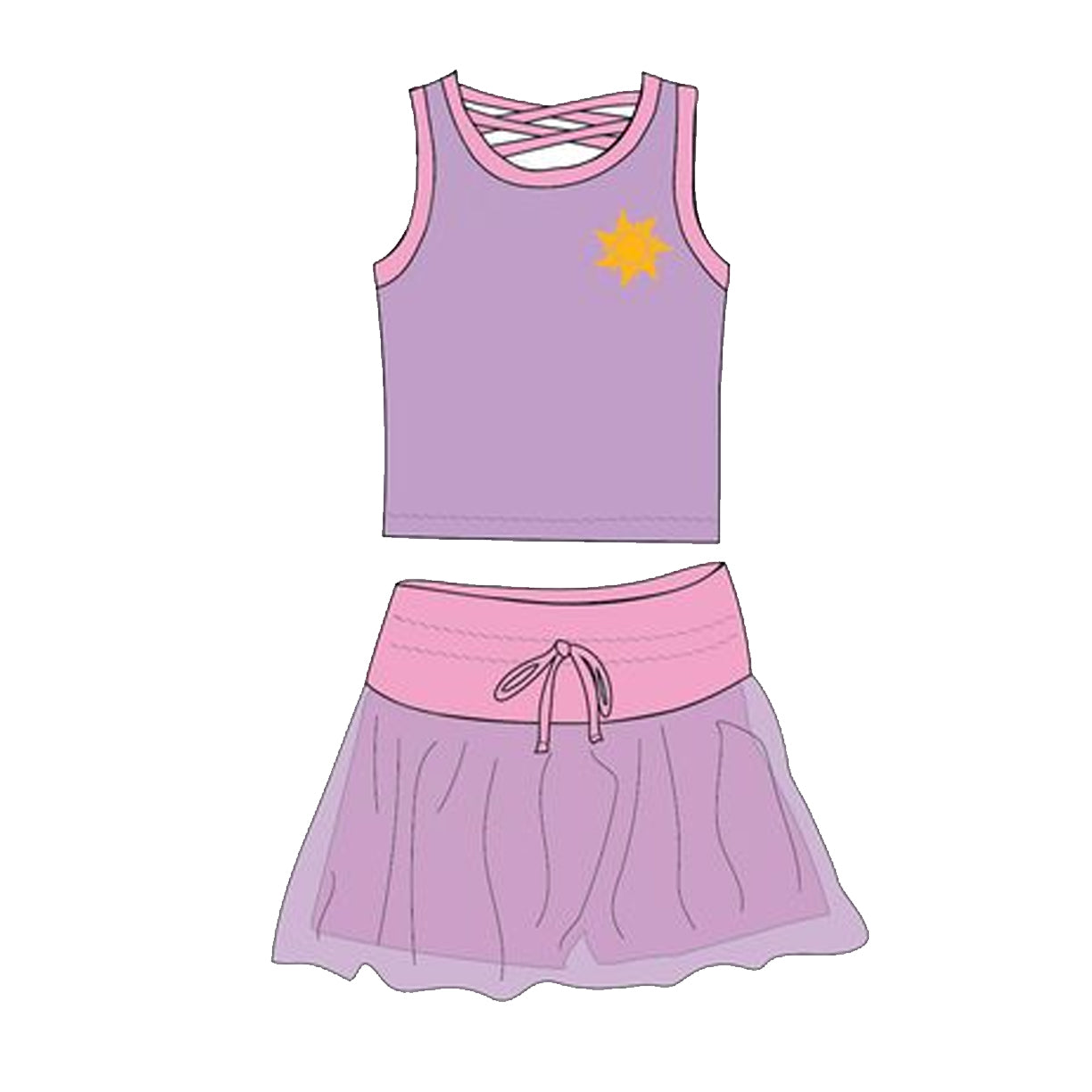 Baby Girls Lavender Sun Shirt Skirt Clothes Sets Preorder