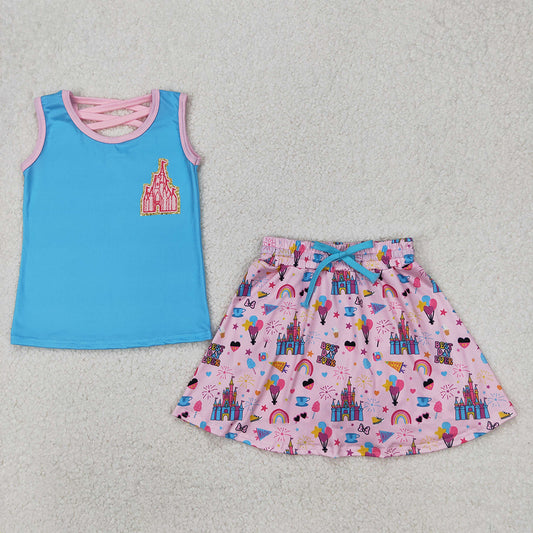 Baby Girls Castle Princess Shirt Skort Skirt Clothes Sets