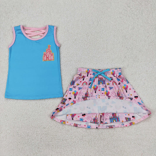 Baby Girls Castle Princess Shirt Skort Skirt Clothes Sets