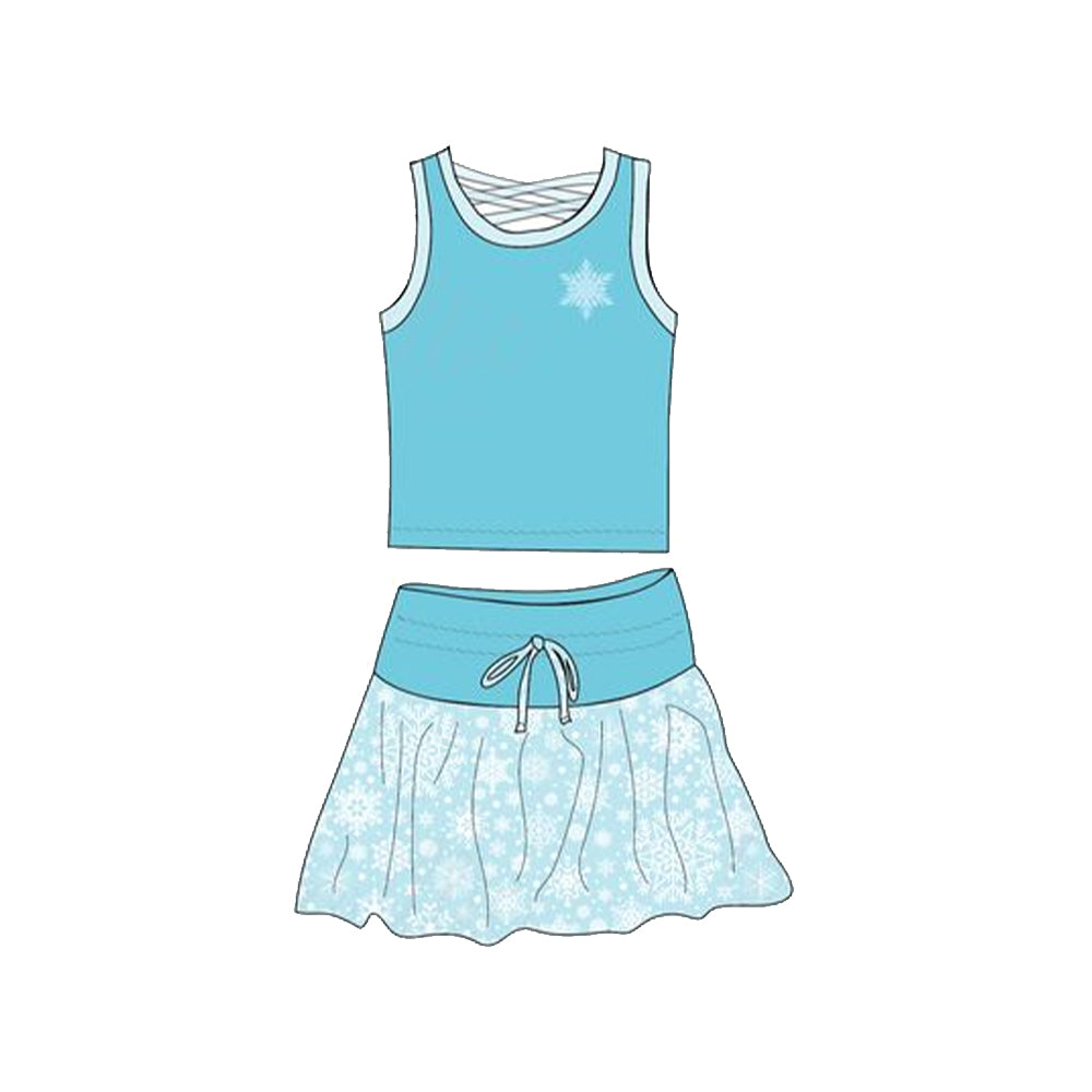 Baby Girls Blue Snowflake Princess Shirt Skirt Clothes Sets Preorder