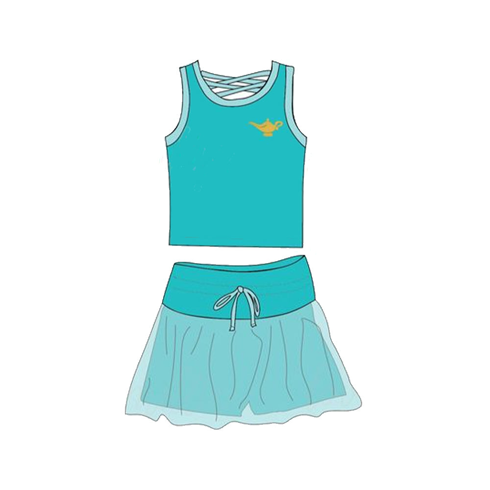 Baby Girls Light Blue Shirt Skirt Clothes Sets Preorder