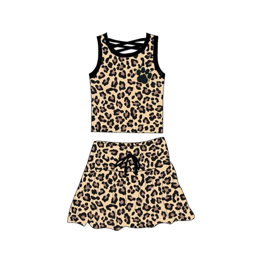 Baby Girls Brown Leopard Shirt Skirt Clothes Sets Preorder