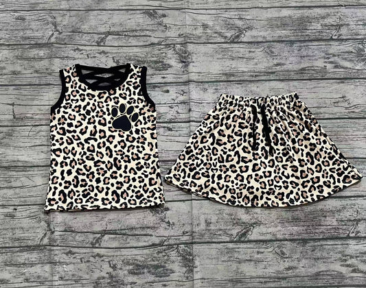 Baby Girls Brown Leopard Shirt Skirt Clothes Sets Preorder