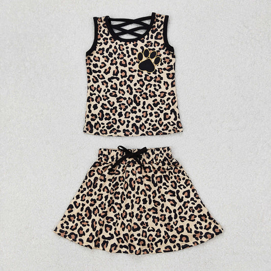 Baby Girls Brown Leopard Shirt Skirt Clothes Sets