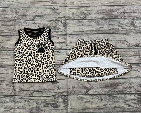 Baby Girls Brown Leopard Shirt Skirt Clothes Sets Preorder