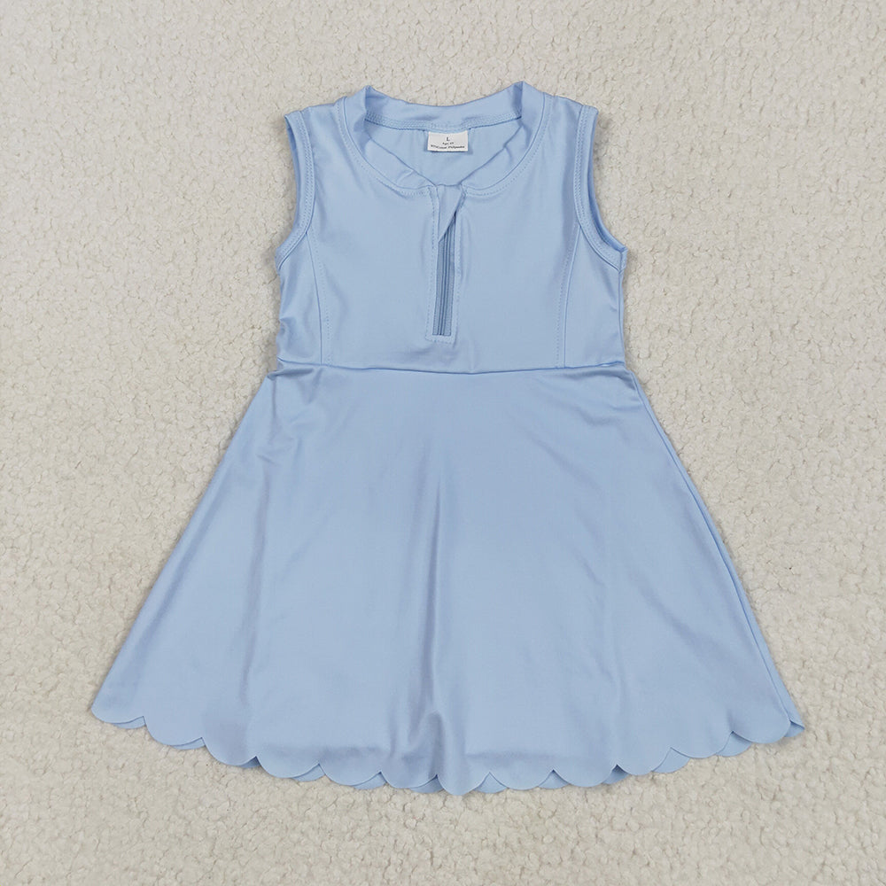 Baby Girls Blue Yoga Zip Active Wear Skort Knee Length Dresses