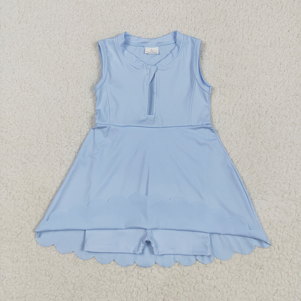 Baby Girls Blue Yoga Zip Active Wear Skort Knee Length Dresses