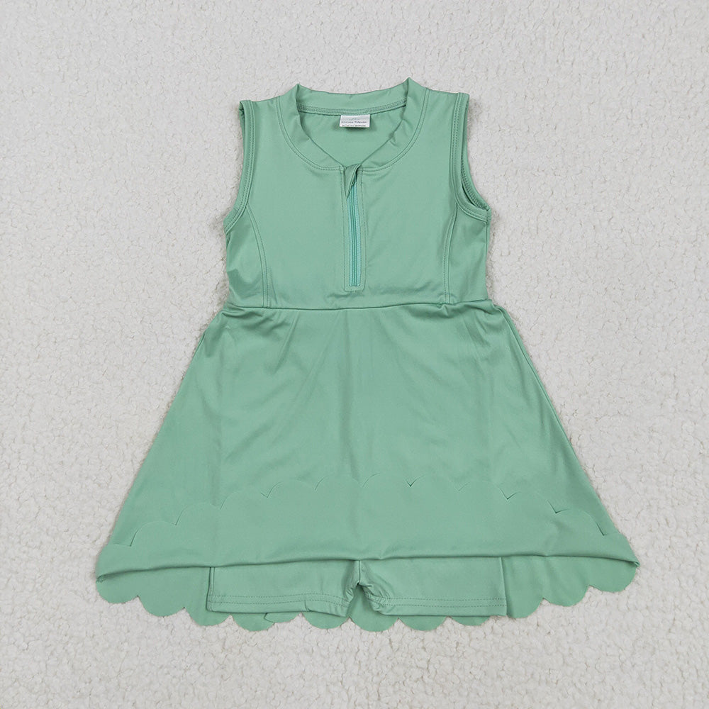 Baby Girls Light Green Yoga Zip Active Wear Skort Knee Length Dresses