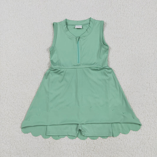 Baby Girls Light Green Yoga Zip Active Wear Skort Knee Length Dresses