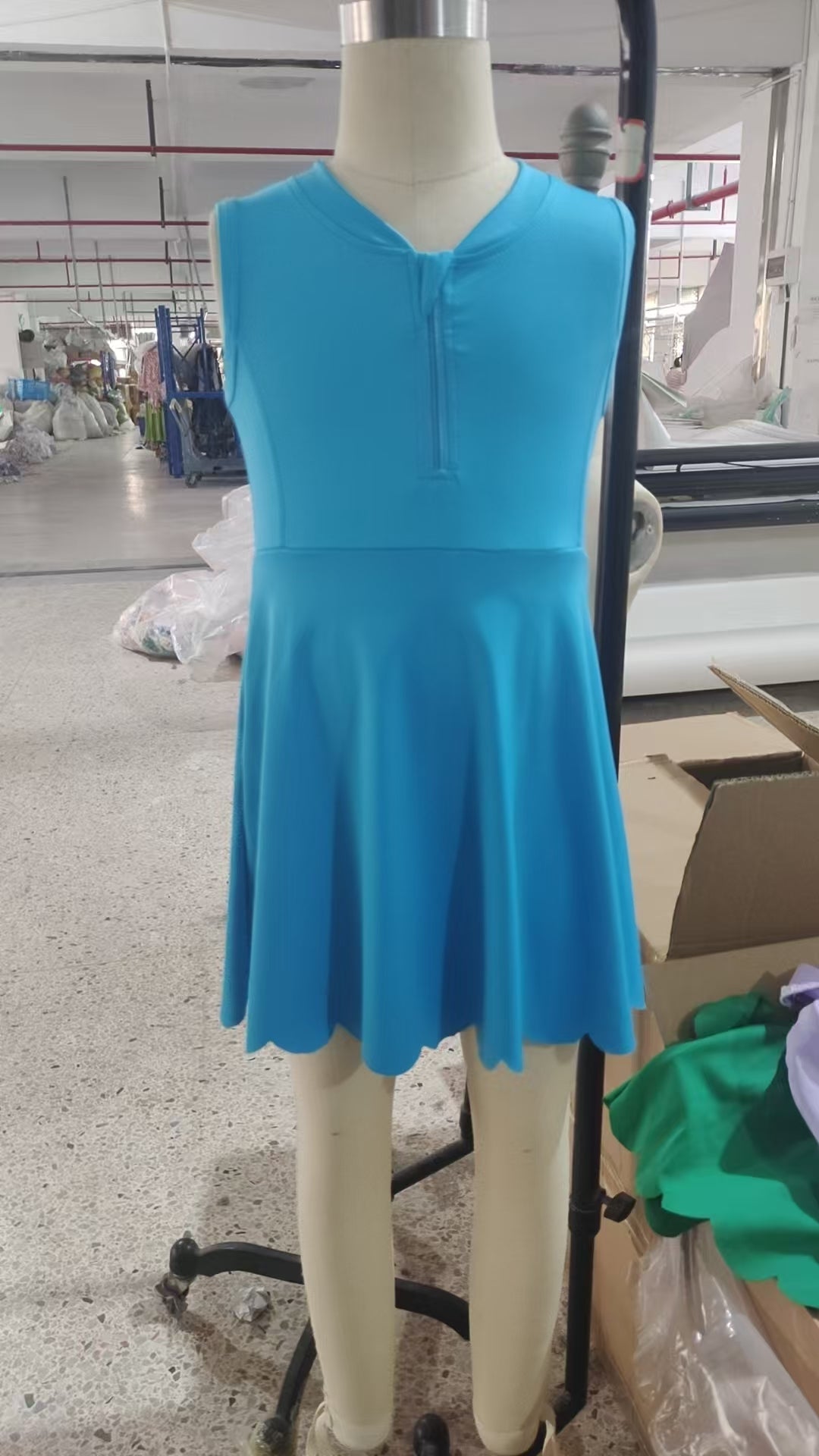 Baby Girls Blue Yoga Zip Active Wear Skort Knee Length Dresses