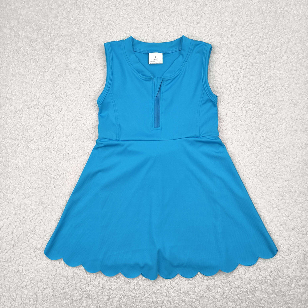 Baby Girls Blue Yoga Zip Active Wear Skort Knee Length Dresses