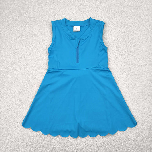 Baby Girls Blue Yoga Zip Active Wear Skort Knee Length Dresses