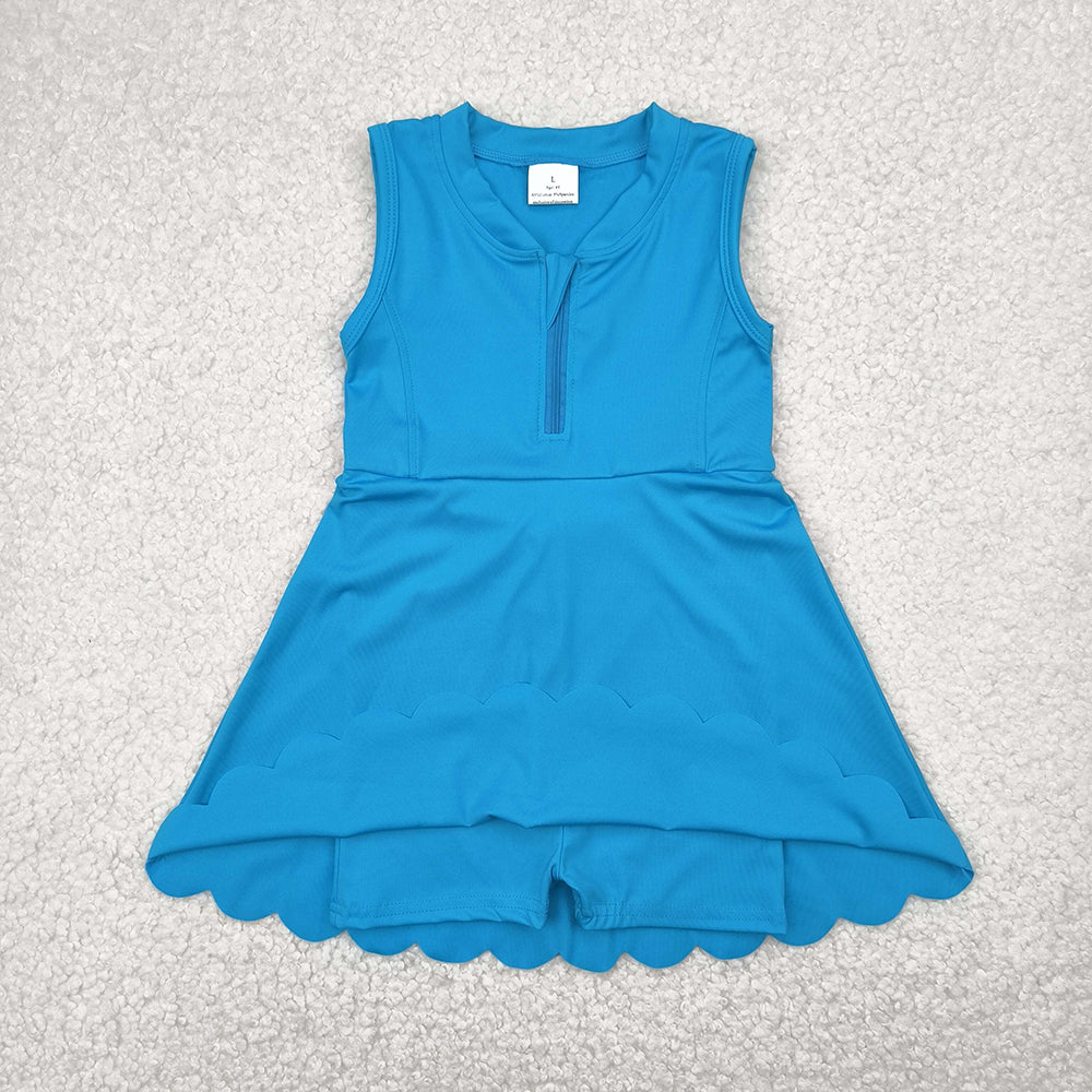 Baby Girls Blue Yoga Zip Active Wear Skort Knee Length Dresses