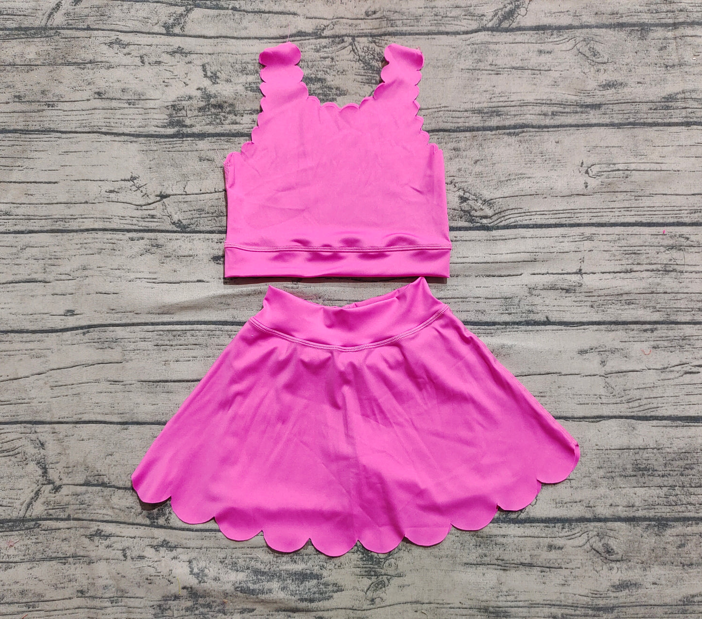 Baby Girls Hot Pink Yoga Vest Skirt Active Wear Clothes Sets