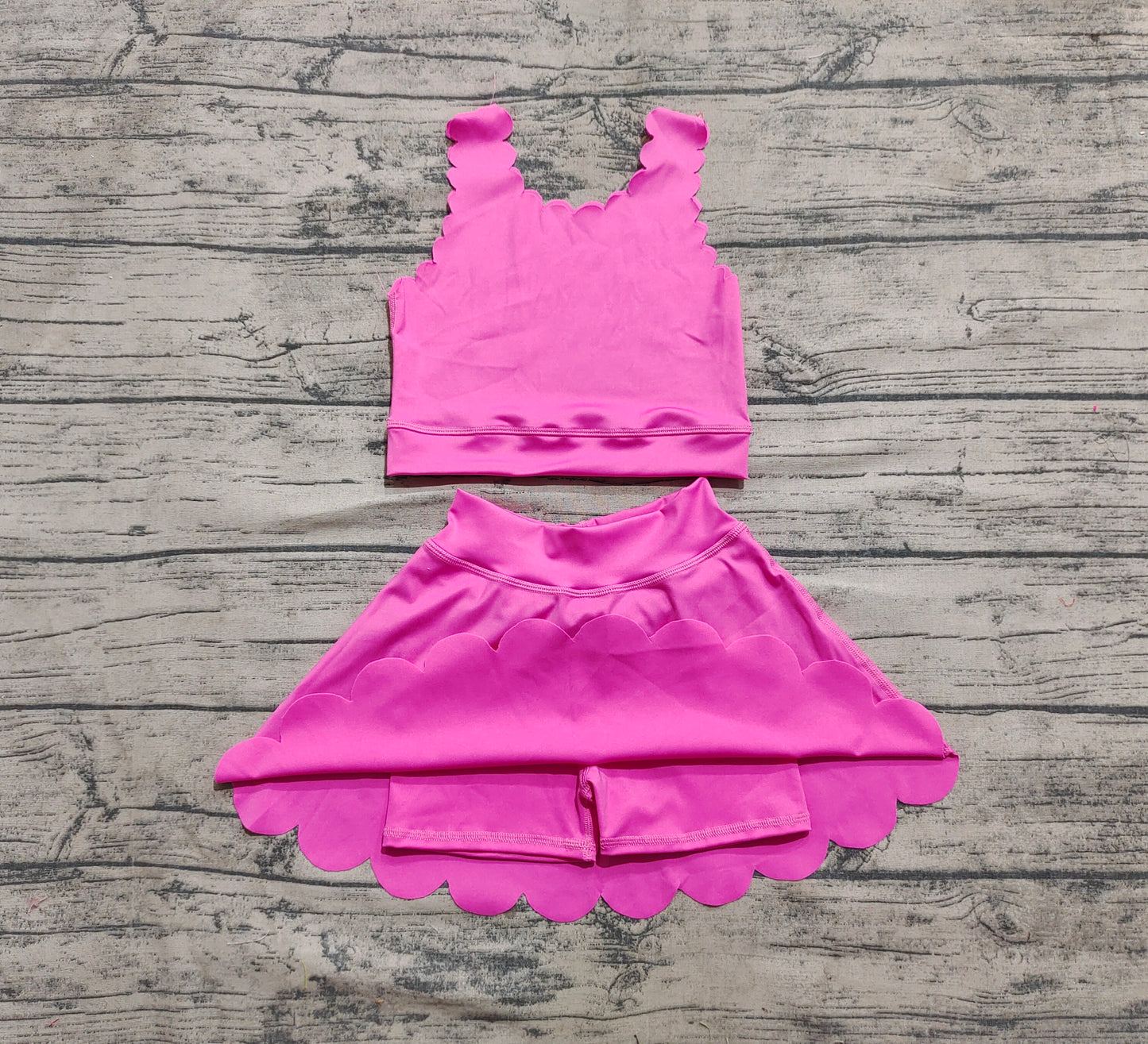 Baby Girls Hot Pink Yoga Vest Skirt Active Wear Clothes Sets