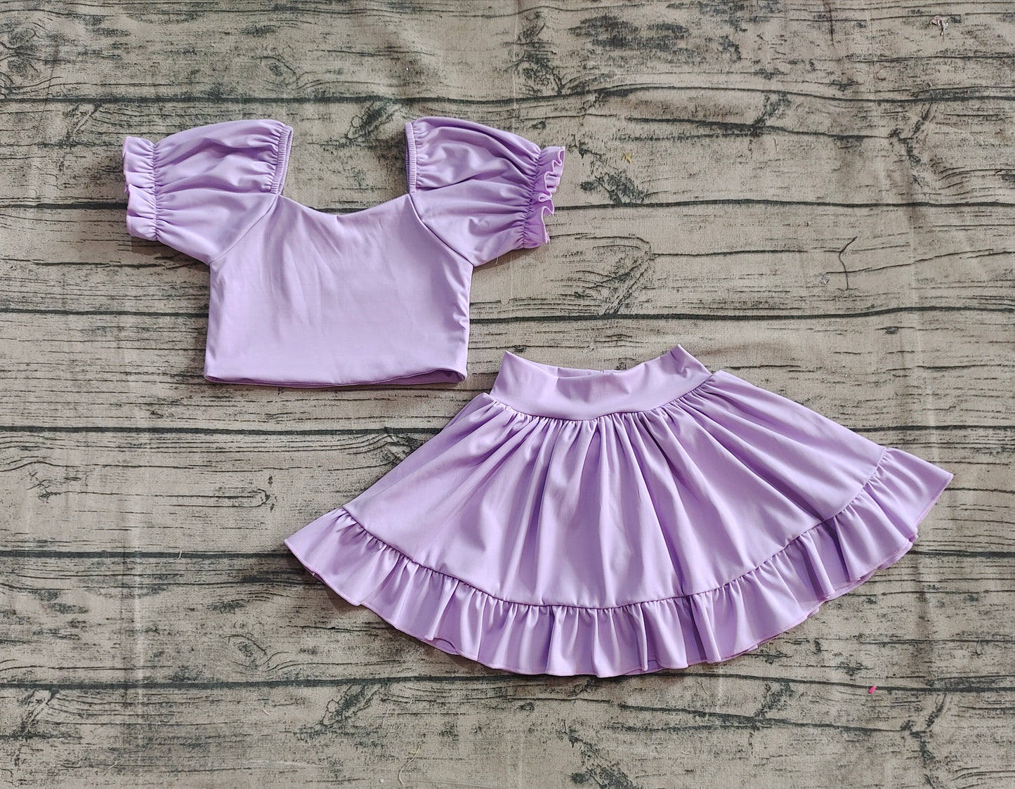 Baby Girls Lavender Yoga Shirt Skirt Active Wear Clothes Sets