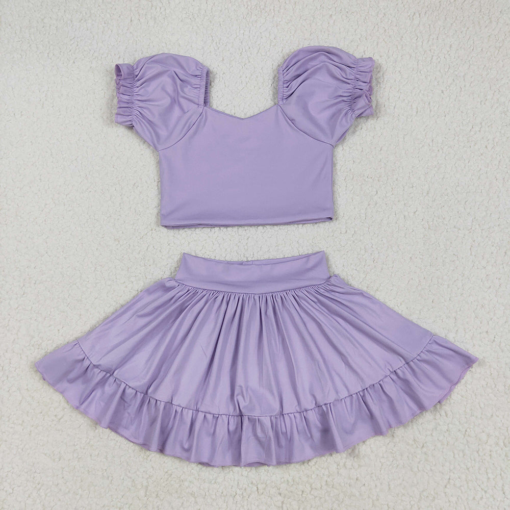 Baby Girls Lavender Yoga Shirt Skirt Active Wear Clothes Sets