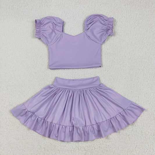 Baby Girls Lavender Yoga Shirt Skirt Active Wear Clothes Sets