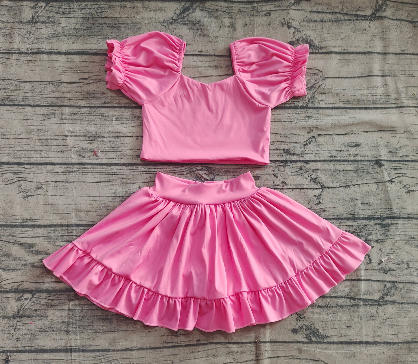 Baby Girls Pink Yoga Shirt Skirt Active Wear Clothes Sets