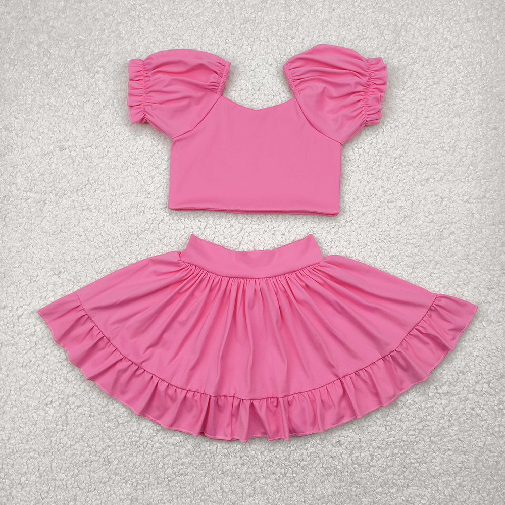 Baby Girls Pink Yoga Shirt Skirt Active Wear Clothes Sets