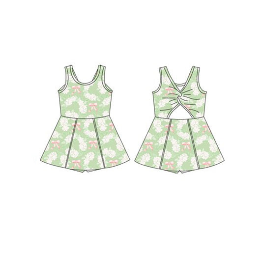 Baby Girls Green White Flowers Yoga Active Wear Skort Knee Length Dresses Preorder