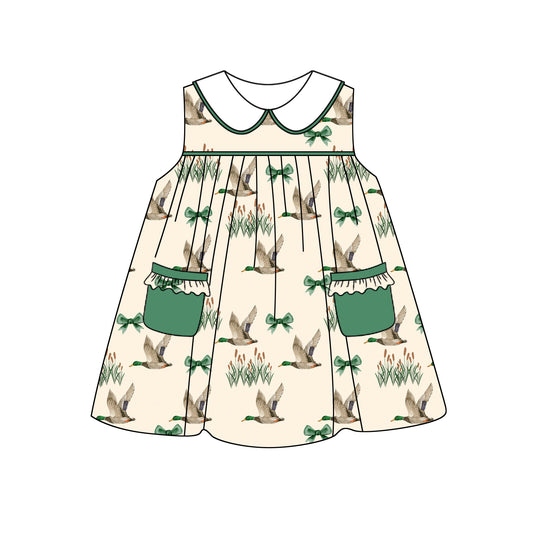 Baby Girls Green Ducks Pockets Knee Length Dresses preorder