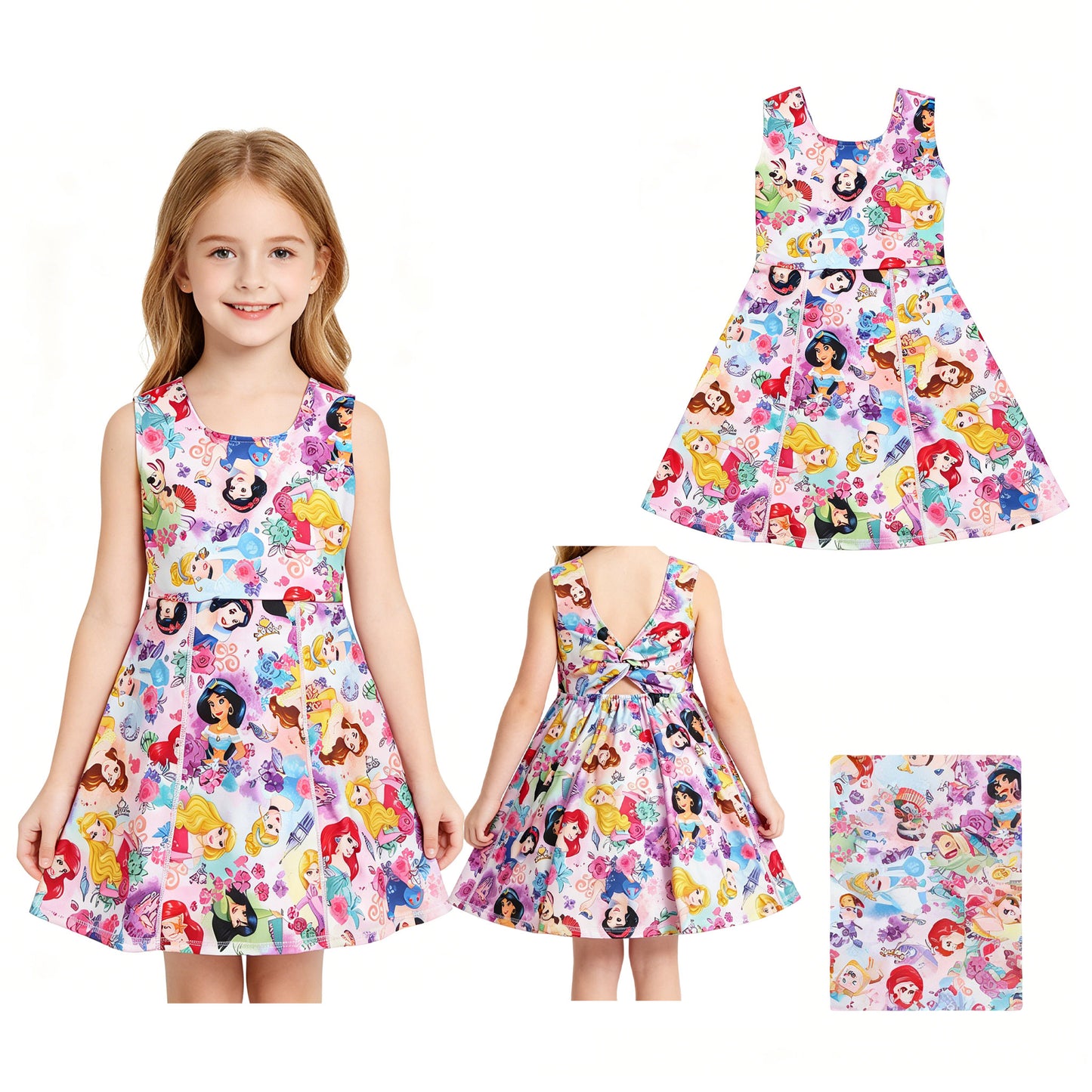 Baby Girls Princess Flowers Yoga Active Wear Skort Knee Length Dresses
