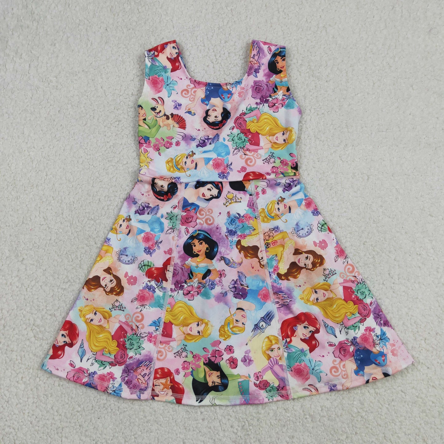 Sibling Baby Girls Sleeveless Flower Bows Yoga Active Shorts Knee Length Dresses