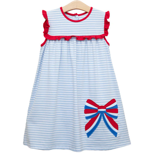 Baby Girls 4th Of July Big Bow Knee Length Dresses preorder