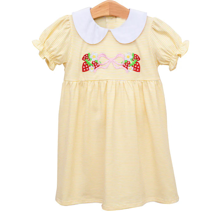 Baby Girls Stripes Strawberry Bows Knee Length Dresses preorder