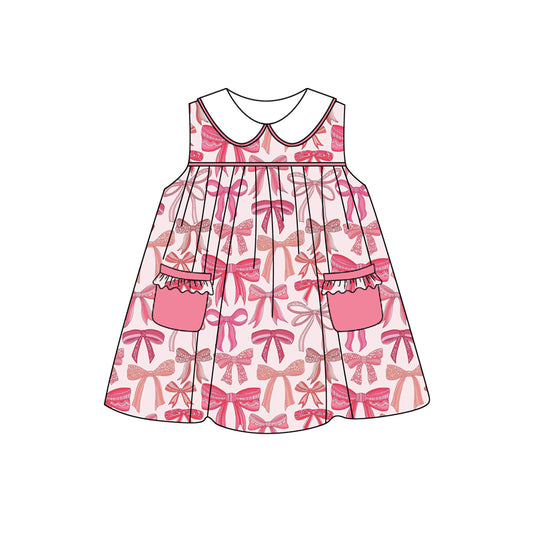Baby Girls Pink Bows Collar Knee Length Dresses preorder