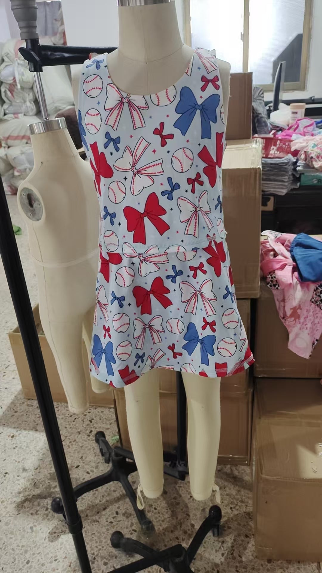 Baby Girls Baseball 4th Of July Yoga Active Wear Skort Knee Length Dresses